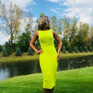 Neon yellow fun midi dress